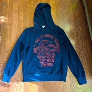 Eleven Paris Men’s size Large graphic hoodie dark navy EUC